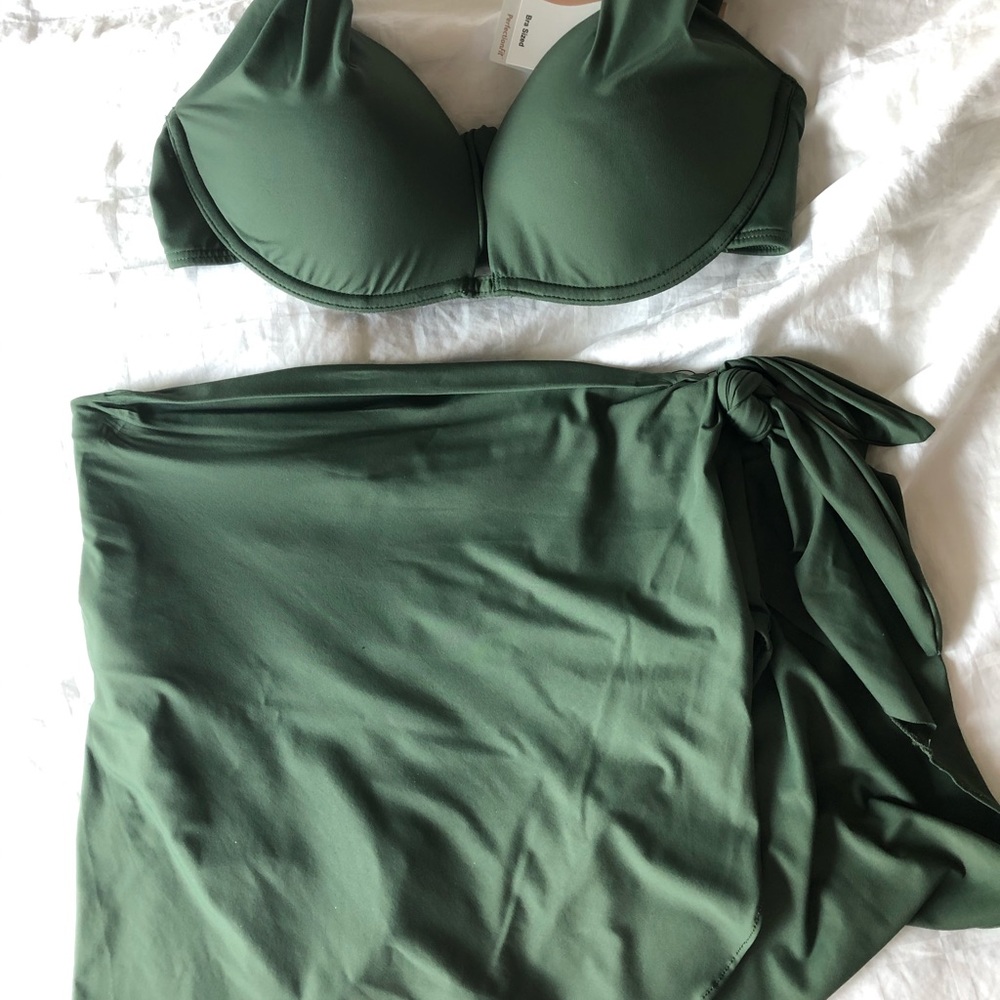 Coco Reef Dark Green Bikini Top with Skirted Bottom
